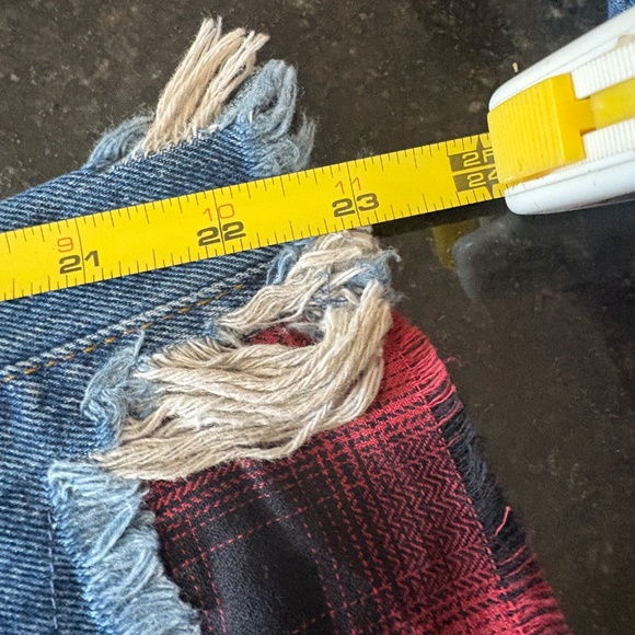 ZARA High Rise Wide Leg Raw Crop - Plaid Detail - Dark Wash Jeans - SZ 0 - Picture 15 of 16